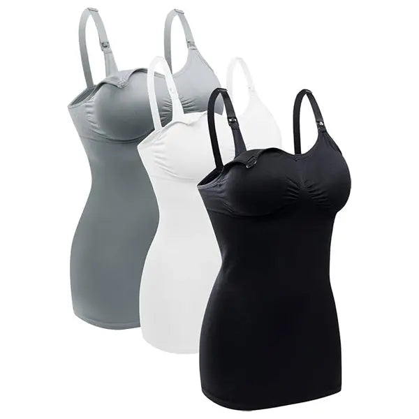 3 Pack - BRLIDO Womens Nursing Tank Tops Built in Bra for Breastfeeding Medium BRLIDO